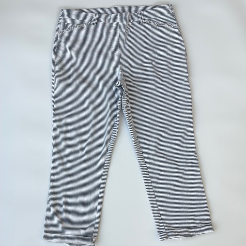 Tribal Seersucker Blue & White Striped Pants